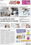 Journal Ouest France (France). Les Unes des journaux de France.