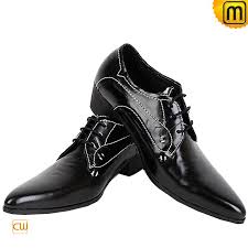 Mens Leather Oxford Dress Shoes Black CW760071