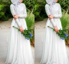 Muslim Wedding Dresses With Hijab Simple Pure White Beaded ...
