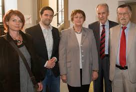 und Alexander T. Müller (2. v.l.) sowie die Gesprächsleiter Prof. Dr. Beate Wischer und Prof. Dr. Reinhold Mokrosch - 1-Gruppe-gr