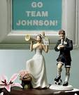 1 Fan Cheering Bride Figurine With Soccer Groom Wedding Cake Top