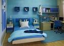 Bold Blue Wall Decoration and Beds Furniture Sets in Modern Boys ...