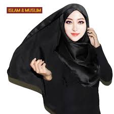 Aliexpress.com : Buy FREE SHIPPING muslim plain satin long hijab ...