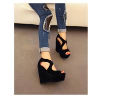 Shoes: black, wedges, black wedges, shoes black wedges, high heels ...