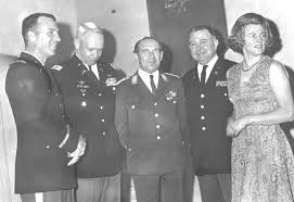 From left to right: COL Matthew R. Wallis, COL George S. Patton, COL Herbert Wittmann, COL Grant E. Jones, Mrs. Maria Kral