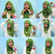 cara memakai jilbab : gambarCara Memakai Jilbab Segi Empat Terbaru
