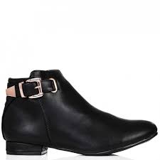 Buy SHIRTY Flat Buckle Stud Ankle Boots Black Leather Style Online