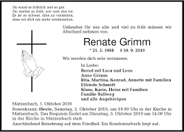 TA Renate Grimm Fichtenau - Todesanzeigen - Südwest Presse Online - OnlineServlet