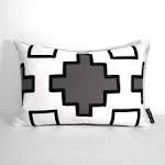 Black White Pillow Cover Grey Gray Outdoor Cushion by Mazizmuse