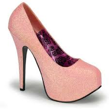Bordello Baby Pink Glitter High Heel Pumps and wide range of ...