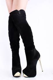 Black Suede Knee High Boots High Heel Platform : sexyshoeswoman.com