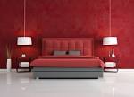 Living Room Interior Design Red Wall Sofa White Lighting ...
