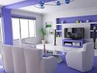 White and Purple Living Room Design | Deniz Home