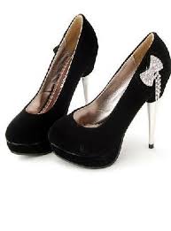 Diamond Bowknot High Heel Shoes Pump Black
