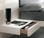 Floating Minimalist White Wood Bedside Table Furniture Design ...