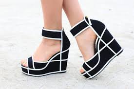 Shoes: wedges, heels, black and white, black and white wedges ...
