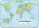 World Wall Map, Flat, Political, Physical, Decorative