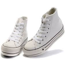White Fashion Converse All Star OX High Top Leather Platform ...