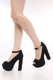 Black Faux Suede Chunky Heels @ Amiclubwear Heel Shoes online ...