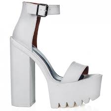 Buy CHOKE Chunky Cleated Sole Platform Sandal Shoes White Leather ...