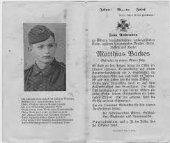 Totenzettel: Gefreiter Matthias BACKES, 2. Weltkrieg ...