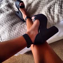Shoes: wedges, sandals, thick heel, black, black high heels ...