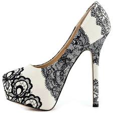 White and black lace heels | SHOES!!!!! | Pinterest | Black Lace ...