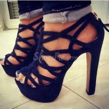 Sexy Black Suede Cut-Outs Chunky Sandals - Shoespie.com