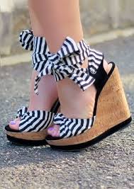 Black & White Stripe Ankle Bow Wedge ~�?� So Very Cute! | I ...