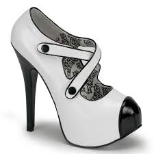White Black Smooth Patent Cross Strap Gangster Heels Heel Shoes ...