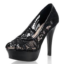 High Heel Peep Toes Lace Elegant Black Wedding Dress Shoes ...
