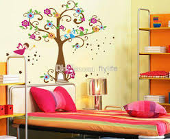 Tree Kids Room Decor Wall Stickers, Happy Angels Colorful Flowers ...