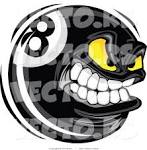 Vector of a Competitive Cartoon Eight Ball Mascot Grinning with