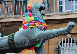 victim of yarn bombing. victim of yarn bombing.