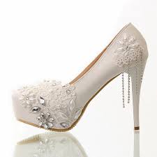 2016 Wedding Shoes for Bride High Heel Wedding Shoes Lace Pearls ...