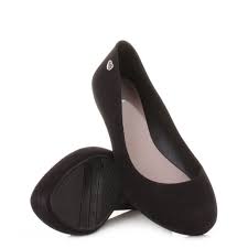Womens Mel Pop Flock Black Flat Ballerina Pumps Ballet Shoes ...