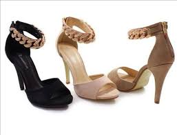 Shoes: heels, pumps, ankle strap, golden chain, gold, black, nude ...