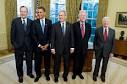 All the PRESIDENTS' lunch: Barack Obama meets past PRESIDENTS ...