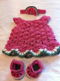 Handmade baby girl crochet Watermelon Lace Dress, Shoes (Sandals ...