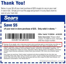 Broken: Sears coupon