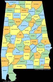 Alabama County Map - AL