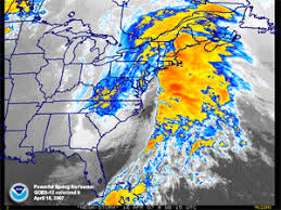 Moving image of a noreaster,