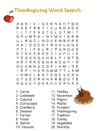 Thanksgiving word search