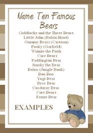 Famous Bears Name Game