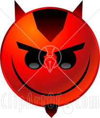 °•.♥.•°°"عجبني فيكي لون عينيكي "°°•.♥.•° 22156-Clipart-Illustration-Of-A-Red-Emoticon-Face-With-Devil-Horns-And-A-Goatee-Grinning