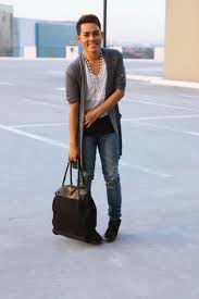 Gray Cardigan White Shirt