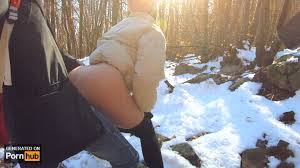 Horny couple is having wild outdoor sex on the snow pornid xxx jpg x Snow sex