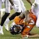 Broncos cornerback Aqib Talib pulls the gold chain of Raiders wide receiver Michael Crabtree after a play. (0:16) 