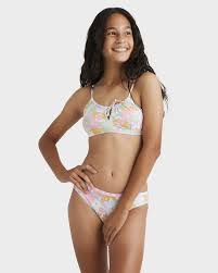 Preteen girls in bikinis |CHANCE LOVES | Blue White 2-Piece Girls Bikini | Bandeau | Teen Juniors