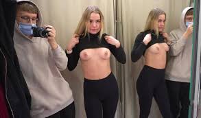 Shopping ended with risky blowjob in fitting room mobile porno videos movies jpg x Dressing room blowjob